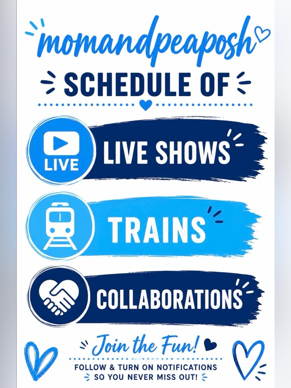 Schedule of LIVE Shows, Trains, and Collaborations! 👚👗👠👕👖🩳🧢💍👜🕯️✨